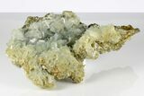 Bladed Blue Barite Crystals On Chalcopyrite - Morocco #184328-4